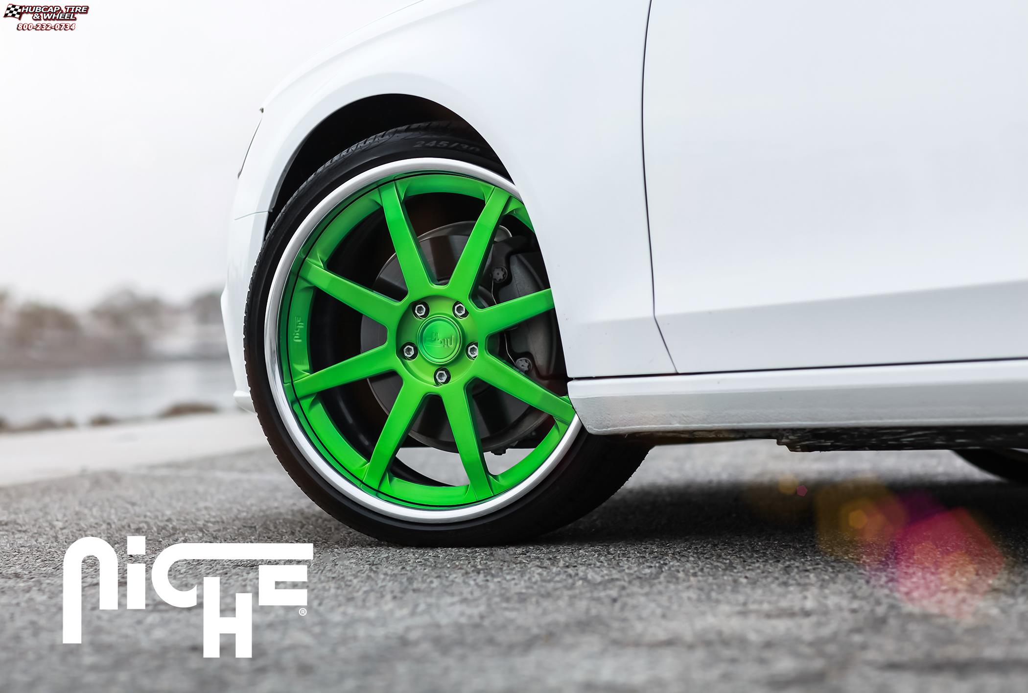 vehicle gallery/audi s4 niche vector 20x9  Textured Bronze | Chrome Lip | Raw Inner wheels and rims